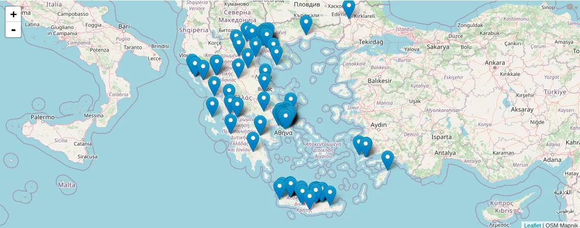 Χάρτης πελατών Κέντρου Επενδύσεων στην Ελλάδα και το εξωτερικό